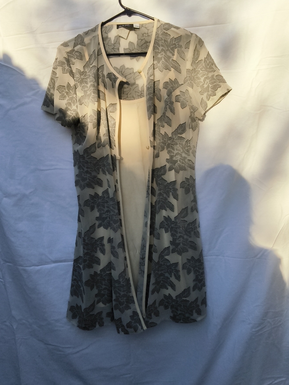 Vintage 90s Wild Rose Sheer Floral Layered Maxi Dress Slip Made USA Romantic